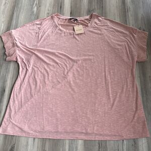 NWT Bloomchic Pink Short Sleeved Lace Trim Spring Top Size 22-24